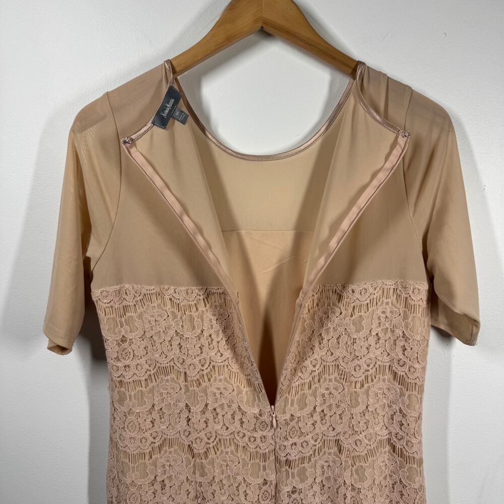 Neiman Marcus Dress Women‎ 10 Nude Tan Lace Modest Minimal Elegant Old Money - Picture 6 of 7